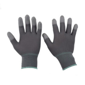 Găng tay sợi polyester màu xám phủ PU đầu ngón GT615-223