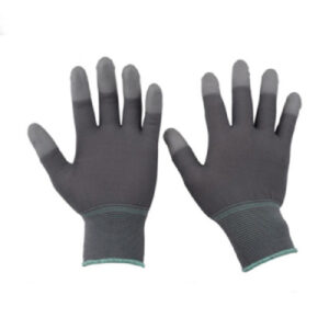 Găng tay sợi polyester màu xám phủ PU đầu ngón GT615-223