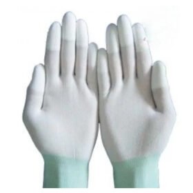 Găng tay bảo hộ sợi polyester màu trắng phủ PU đầu ngón GT615-221